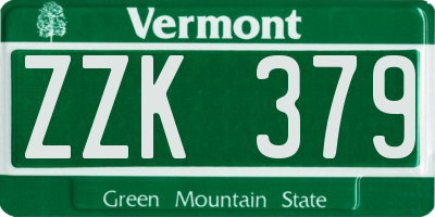 VT license plate ZZK379