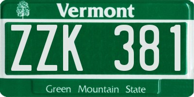 VT license plate ZZK381