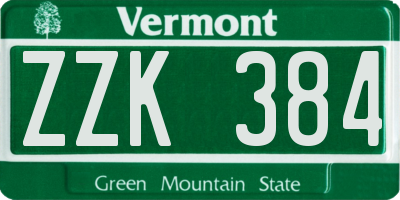 VT license plate ZZK384