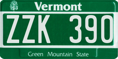 VT license plate ZZK390