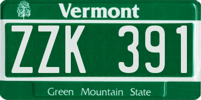 VT license plate ZZK391