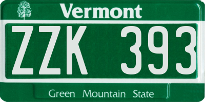 VT license plate ZZK393