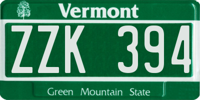 VT license plate ZZK394