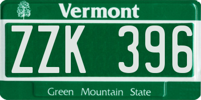 VT license plate ZZK396