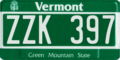 VT license plate ZZK397