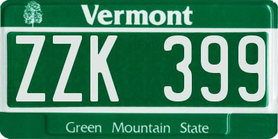 VT license plate ZZK399