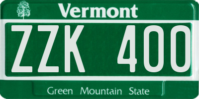 VT license plate ZZK400