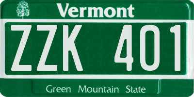 VT license plate ZZK401