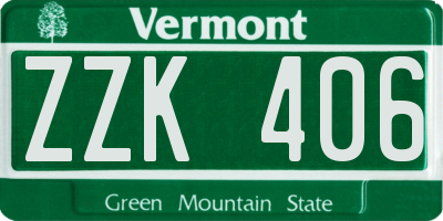 VT license plate ZZK406