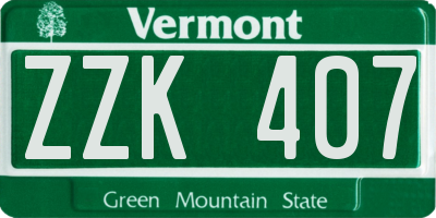 VT license plate ZZK407