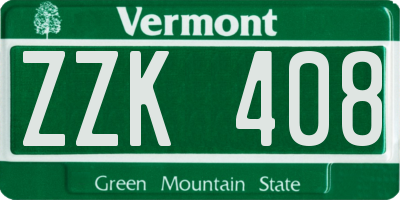 VT license plate ZZK408