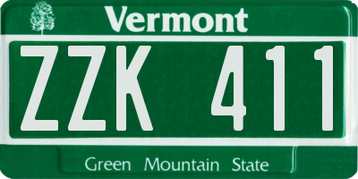 VT license plate ZZK411