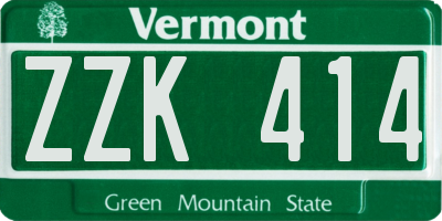 VT license plate ZZK414