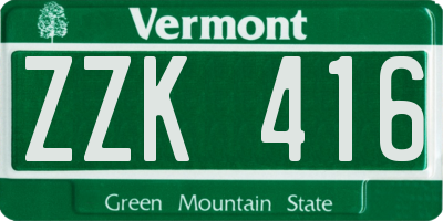 VT license plate ZZK416