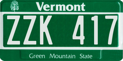 VT license plate ZZK417