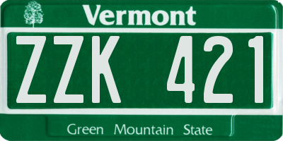 VT license plate ZZK421