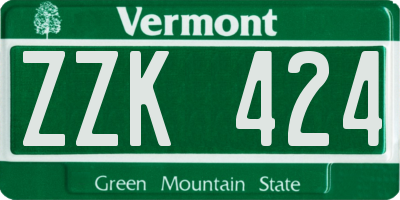 VT license plate ZZK424