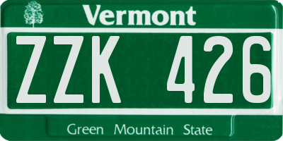 VT license plate ZZK426