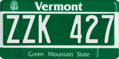 VT license plate ZZK427