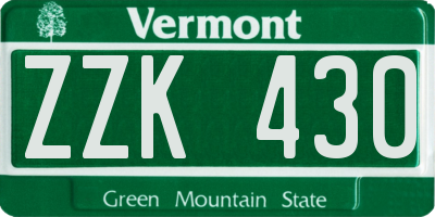 VT license plate ZZK430