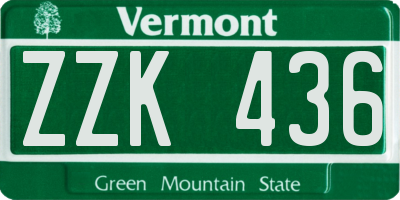 VT license plate ZZK436