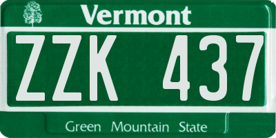 VT license plate ZZK437