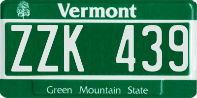 VT license plate ZZK439