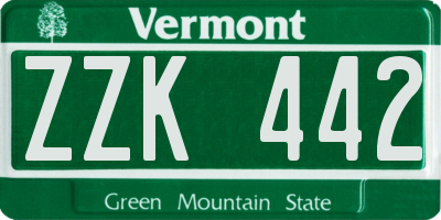 VT license plate ZZK442