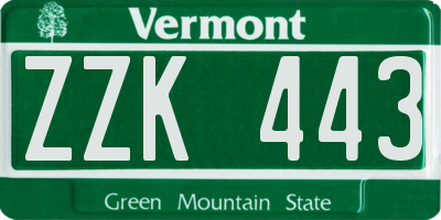 VT license plate ZZK443