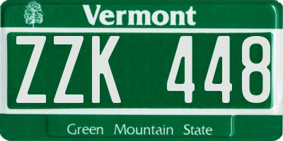 VT license plate ZZK448