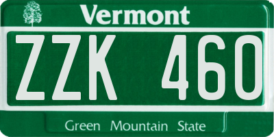 VT license plate ZZK460