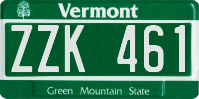 VT license plate ZZK461