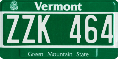 VT license plate ZZK464