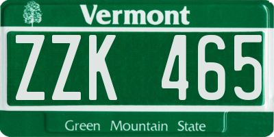 VT license plate ZZK465