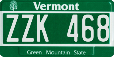 VT license plate ZZK468