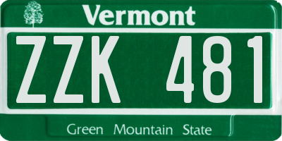 VT license plate ZZK481