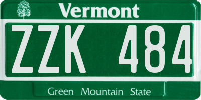 VT license plate ZZK484