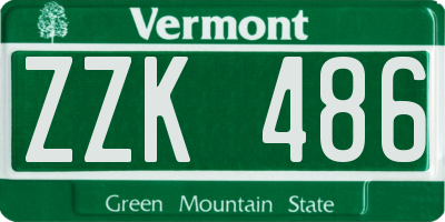 VT license plate ZZK486