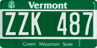 VT license plate ZZK487