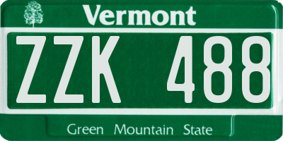 VT license plate ZZK488