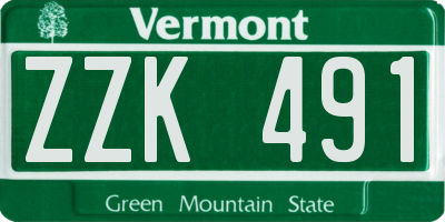 VT license plate ZZK491