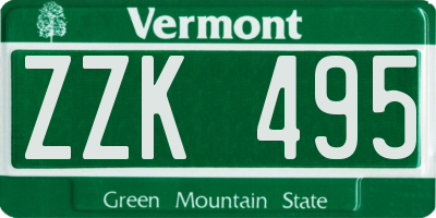 VT license plate ZZK495