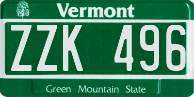 VT license plate ZZK496