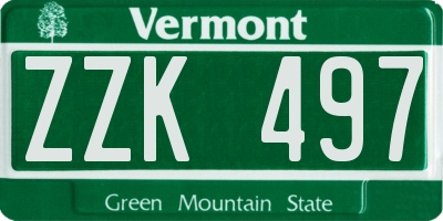 VT license plate ZZK497