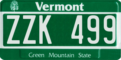 VT license plate ZZK499
