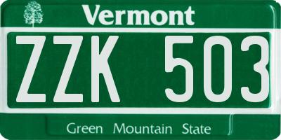 VT license plate ZZK503