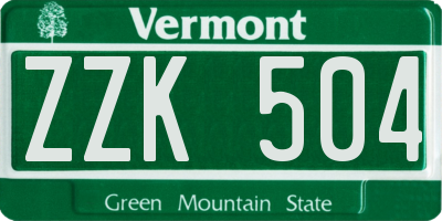 VT license plate ZZK504