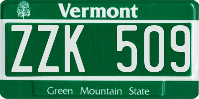 VT license plate ZZK509