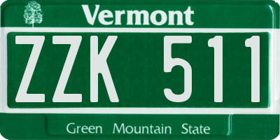 VT license plate ZZK511
