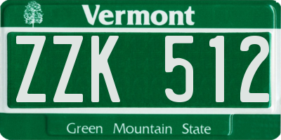 VT license plate ZZK512